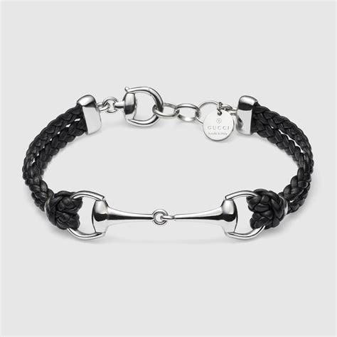 gucci horsebit valentines edition black leather bracelet|Gucci sterling silver heart bracelet.